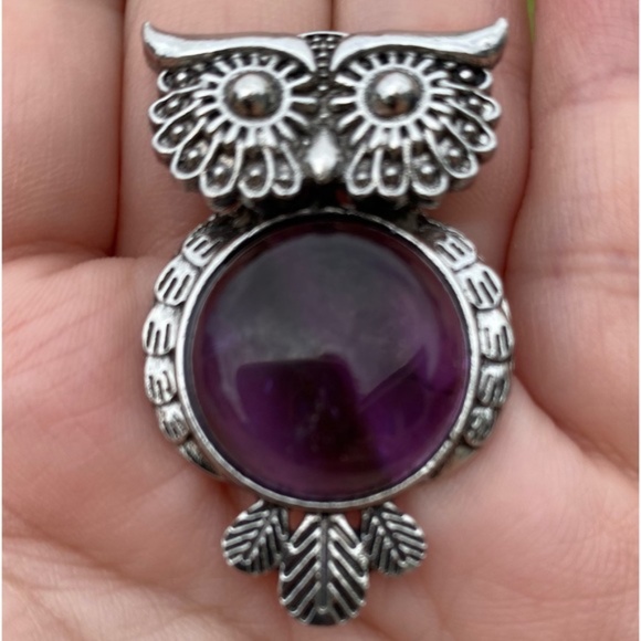 36 🖤 Amethyst Crystal Owl Pendant Necklace Jewelry - Picture 4 of 7